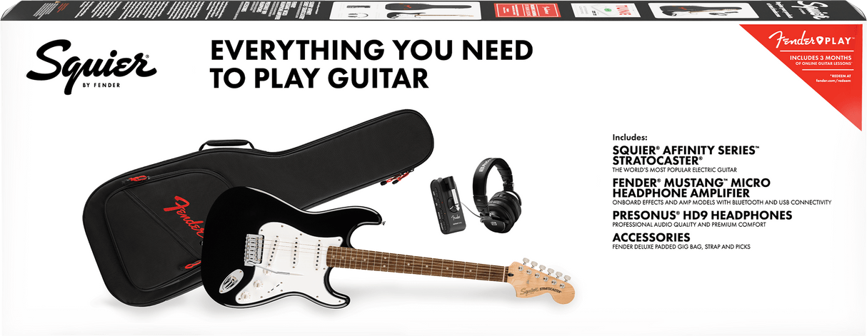 Fender Stratocaster Mustang El-guitar Startpaket (Svart)