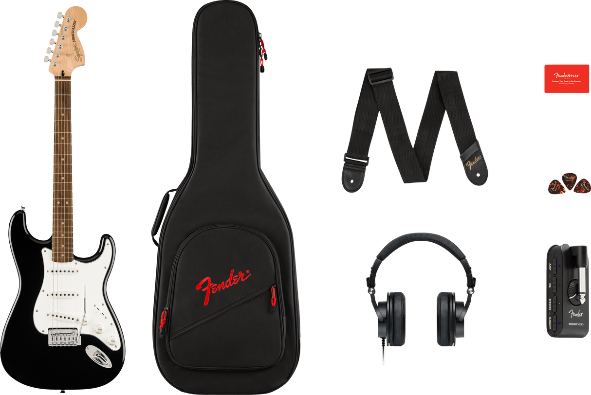 Fender Stratocaster Mustang El-guitar Startpaket (Svart)