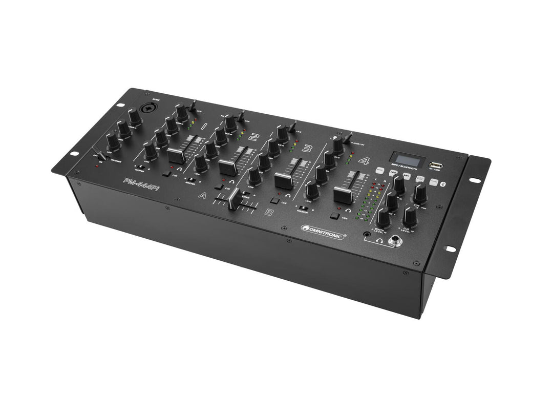 OMNITRONIC PM-444Pi 4-kanals DJ-mixer med spelare & USB-gränssnitt