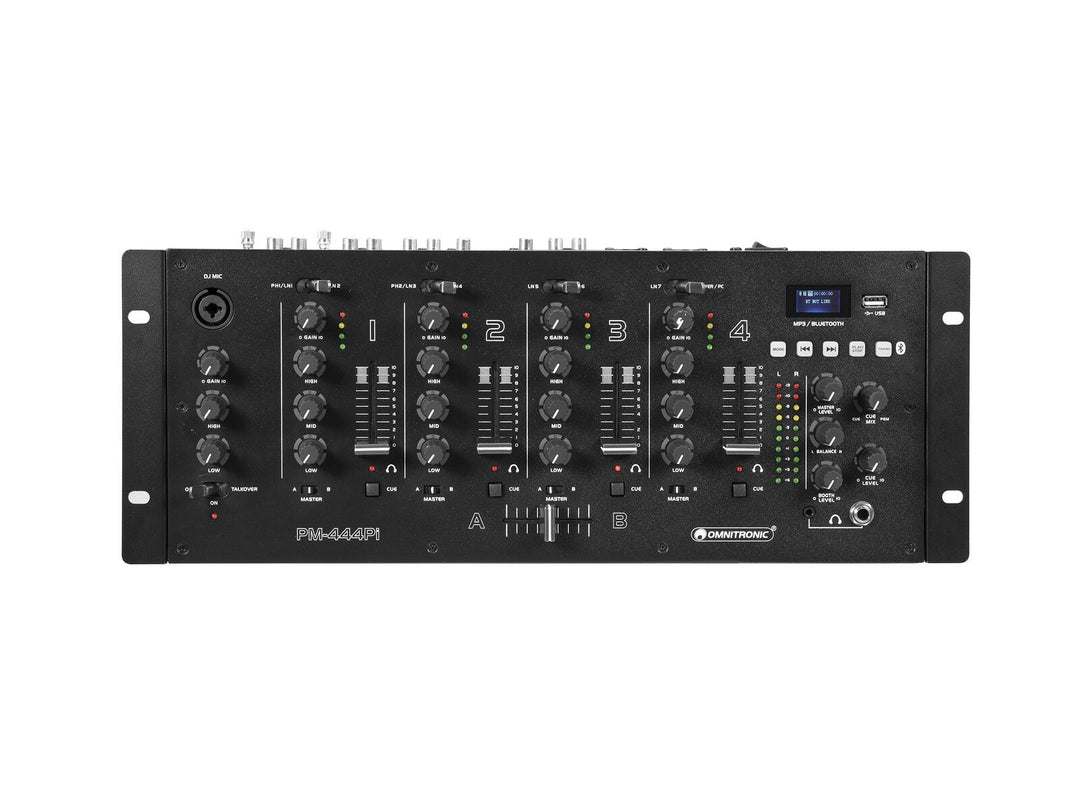 OMNITRONIC PM-444Pi 4-kanals DJ-mixer med spelare & USB-gränssnitt