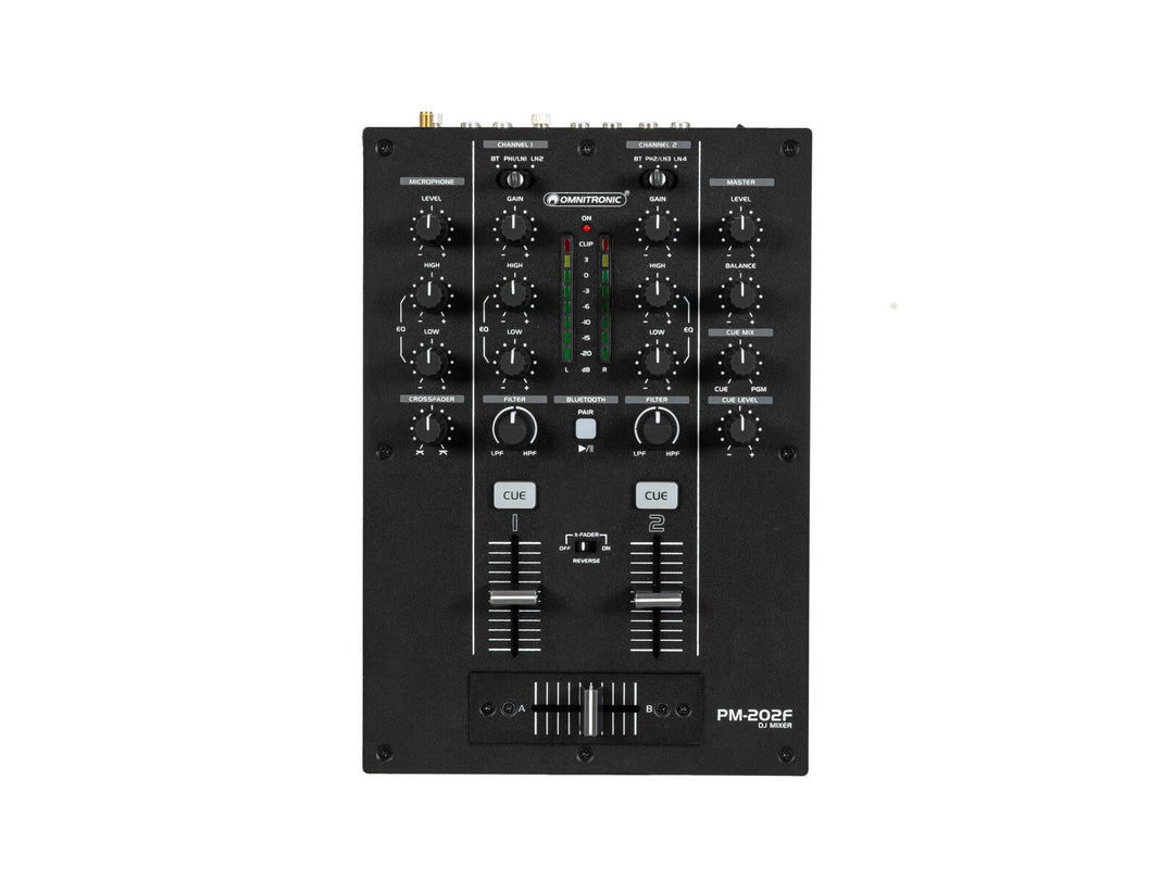 OMNITRONIC PM-202F 2-kanals DJ-mixer med Filter och Bluetooth