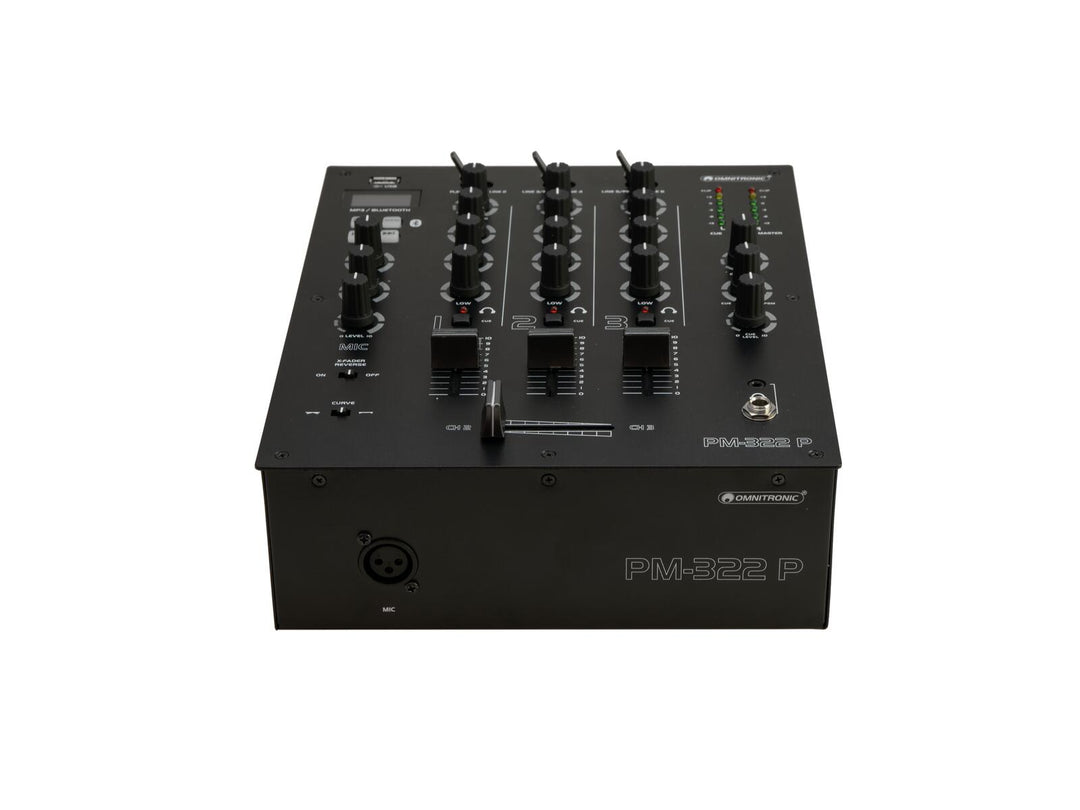 OMNITRONIC PM-322P 3-kanals DJ-mixer med Bluetooth & USB-spelare