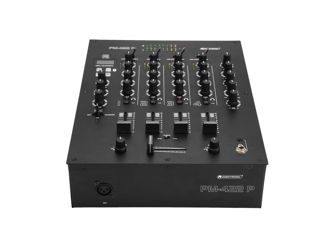 OMNITRONIC PM-422P 4-kanals DJ-mixer med Bluetooth & USB-spelare