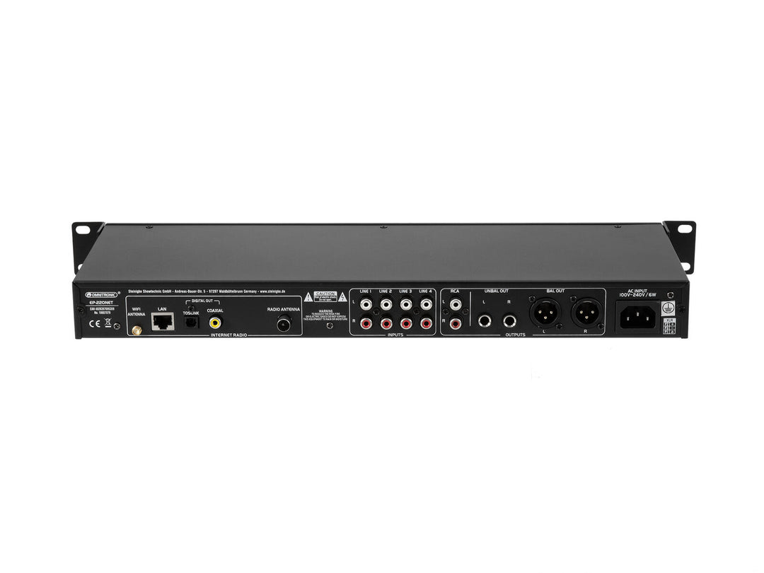 OMNITRONIC EP-220NET förförstärkare med internetradio, DAB+ och Bluetooth