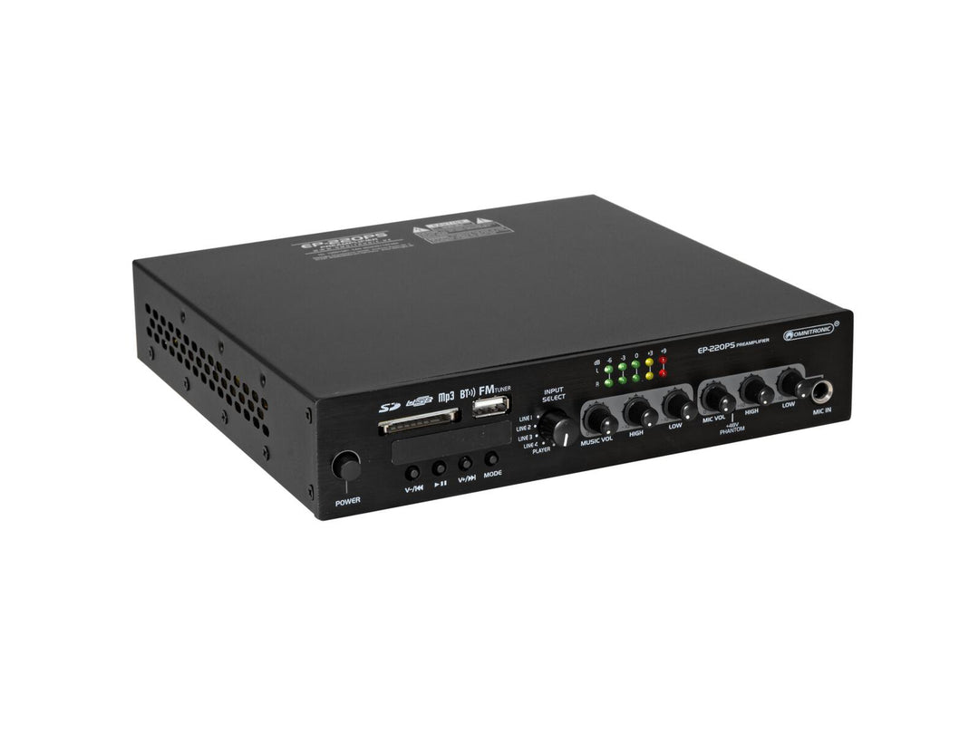 OMNITRONIC EP-220PS Förförstärkare med MP3-spelare, Bluetooth och FM-radio 9.5"
