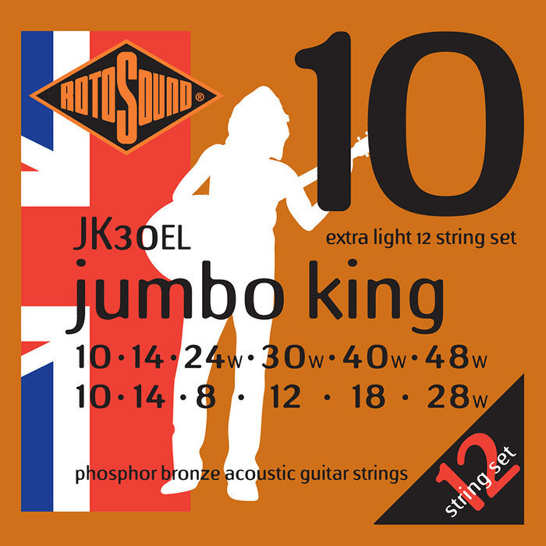Rotosound strängar för akustiska Gitarrer Jumbo King - set 12-strängat Extra Light 10-48 (JK30EL)