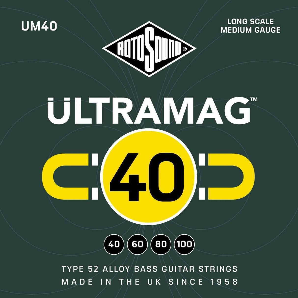 Rotosound elbassträngar Ultramag - set 4-strängar Medium 40-100 (UM40)