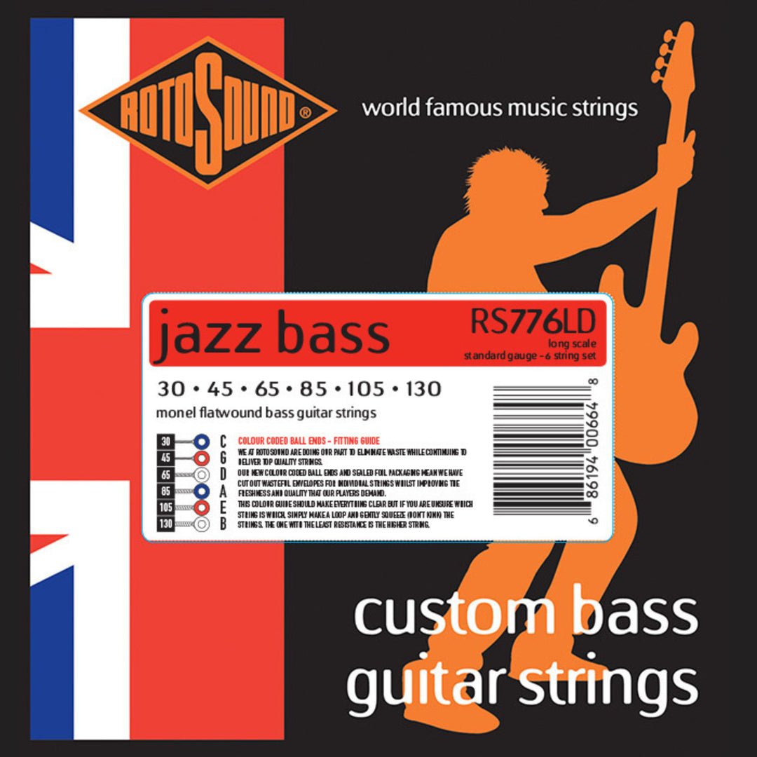 Rotosound Jazz Bass Strings Jazz Bass 77 - Set 6-strängad Flatwound Standard 30-130 (RS776LD)