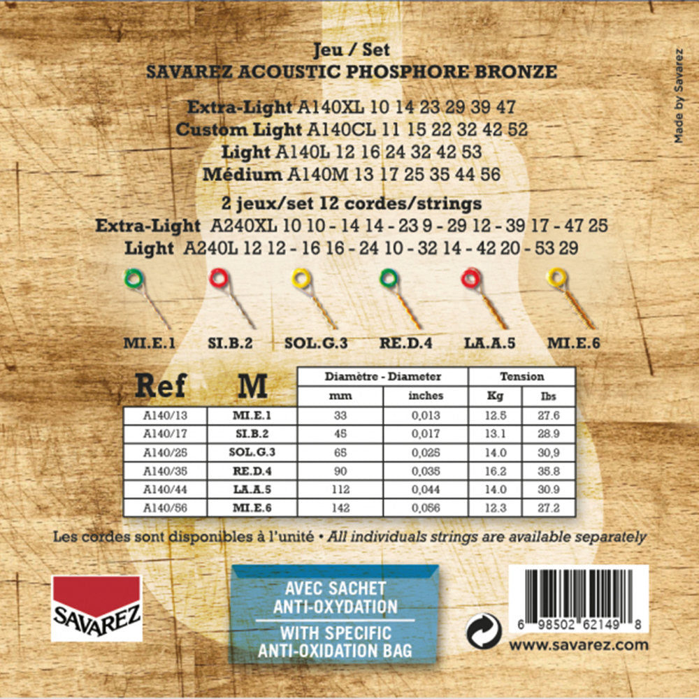 Savarez A140M Acoustic Phosphor Bronze, medium .013 till .056