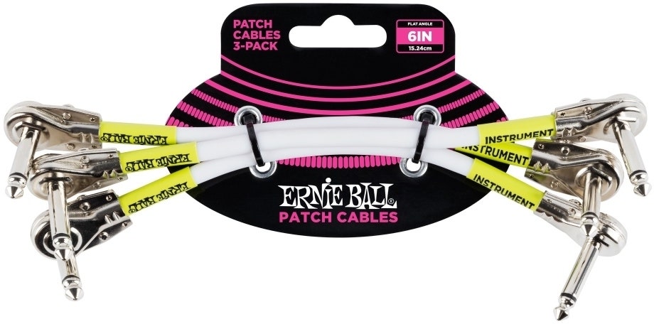 Ernie Ball EB-6052 patchkabel med platta kontakter Vit 15 cm,