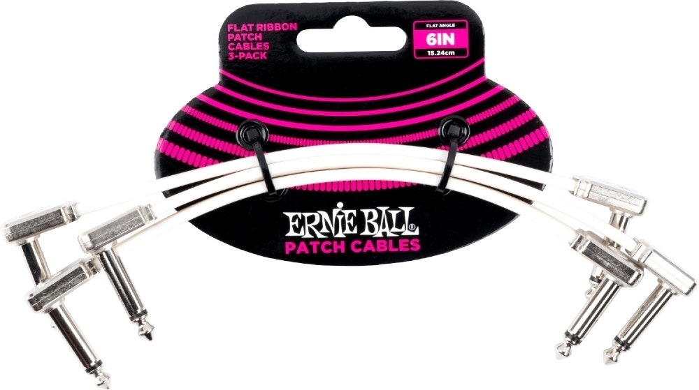 Ernie Ball EB-6385, platt patchkabel Vit, 3-pack