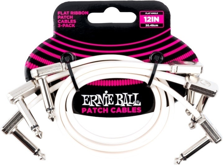 Ernie Ball EB-6386, platt patchkabel Vit 30cm, 3-Pack