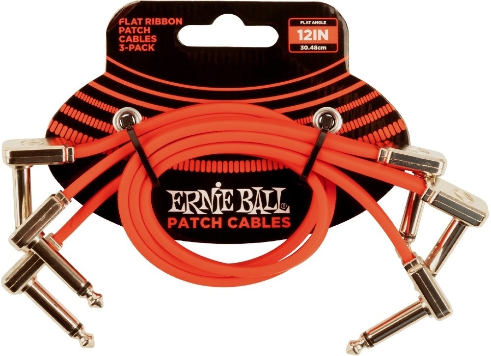Ernie Ball-6403 platt patchkabel 30cm, Röd. 3-pack
