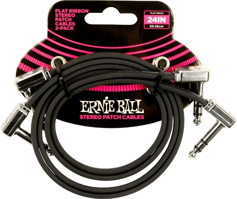 Ernie Ball-6406 Stereo (TRS) platt patchkabel, 60cm. 2-pack
