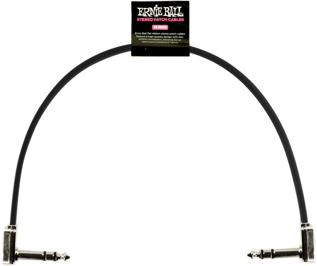Ernie Ball-6409 Stereo (TRS) platt patchkabel, 30cm.