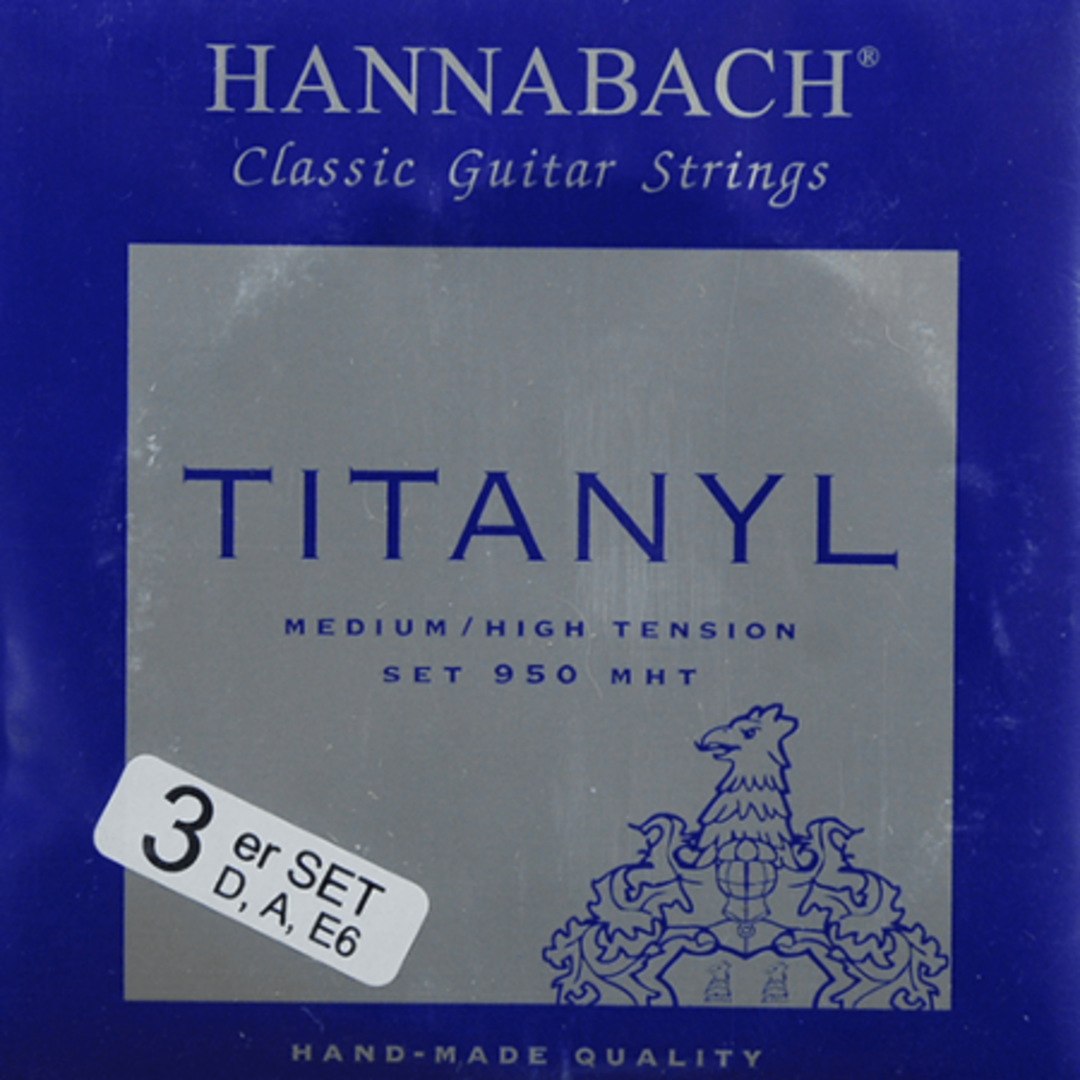 Hannabach strängar för klassisk Gitarrer Serie 950 Medium/Hög spänning Titanyl - Set med 3 bassträngar (9507MHT)