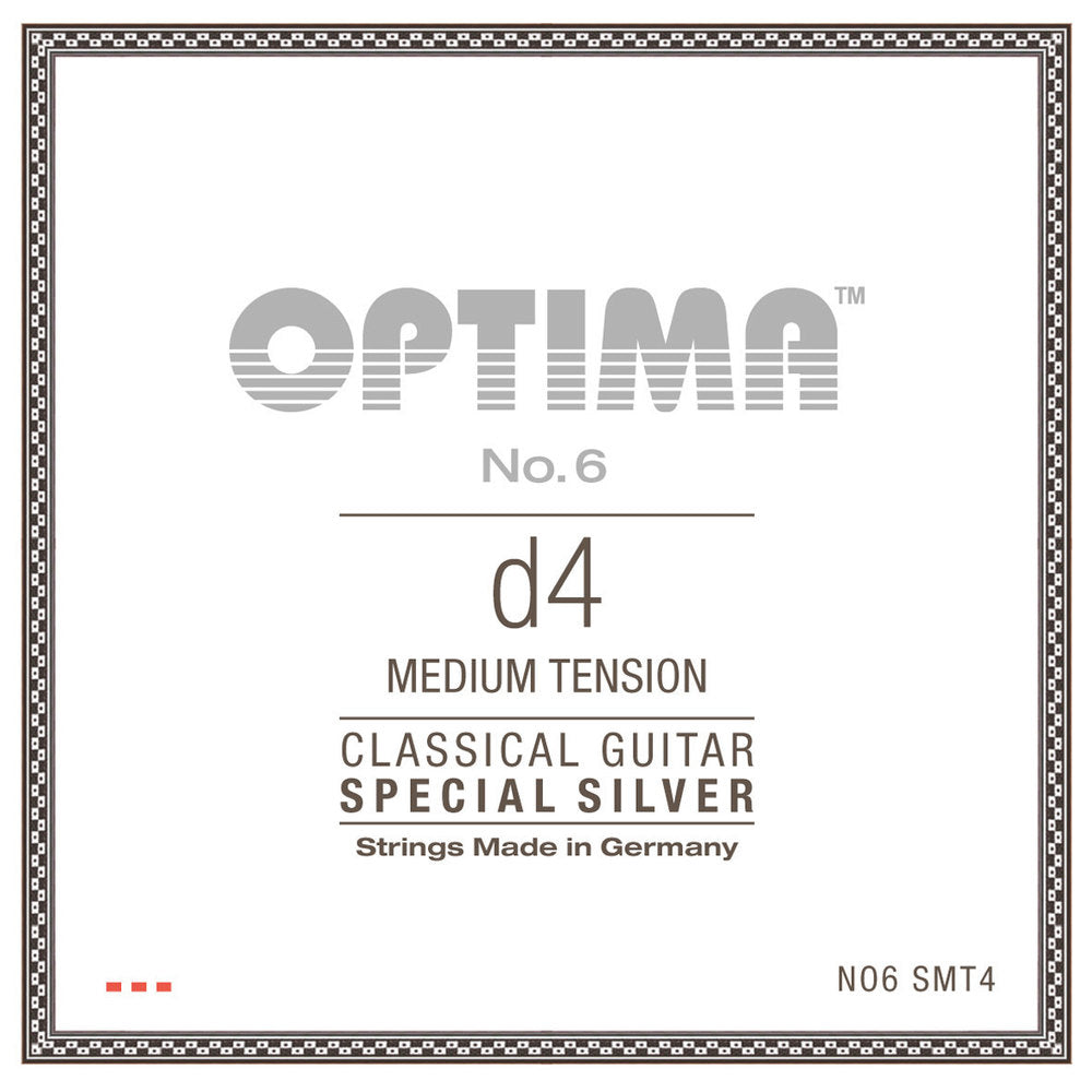 Optima No. 6 D4 klassisk gitarrsträng, försilvrad, medium tension