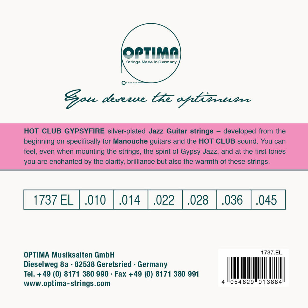 Optima strängar för akustisk gitarr Hot Club Gypsyfire silverpläterade - Set (1737EL)