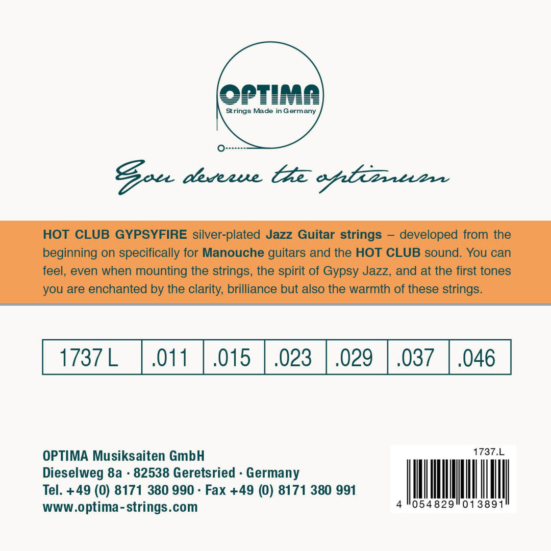 Optima strängar för akustisk gitarr Hot Club Gypsyfire silverpläterade - Set (1737L)