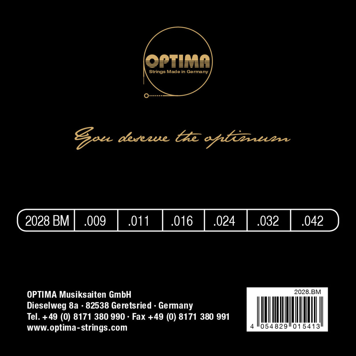 Optima strängar för elgitarr Gold strings rundlindade - set (2028BM)