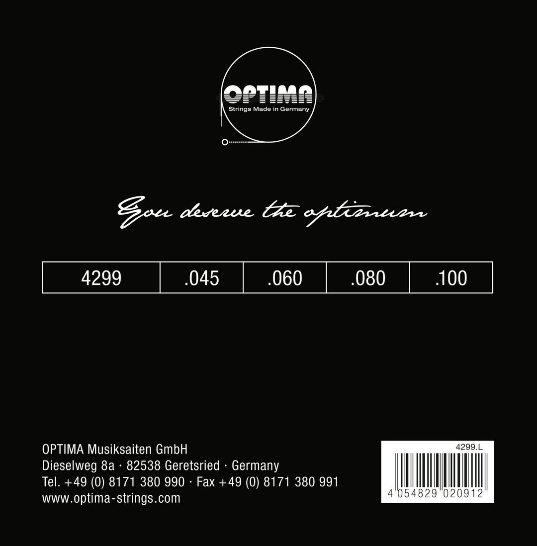 Optima E-bassträngar Chrome Strings. Round Wound Medium Scale - Set 4-string reg-light (4299M)