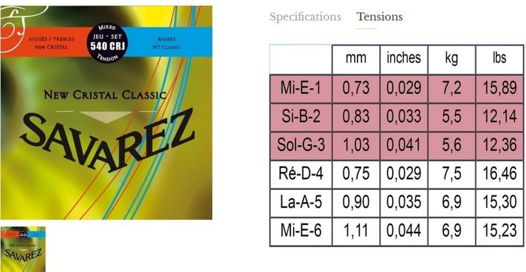 Savarez strängar för klassiska Gitarrer New Cristal Classic - Set (540CRJ)