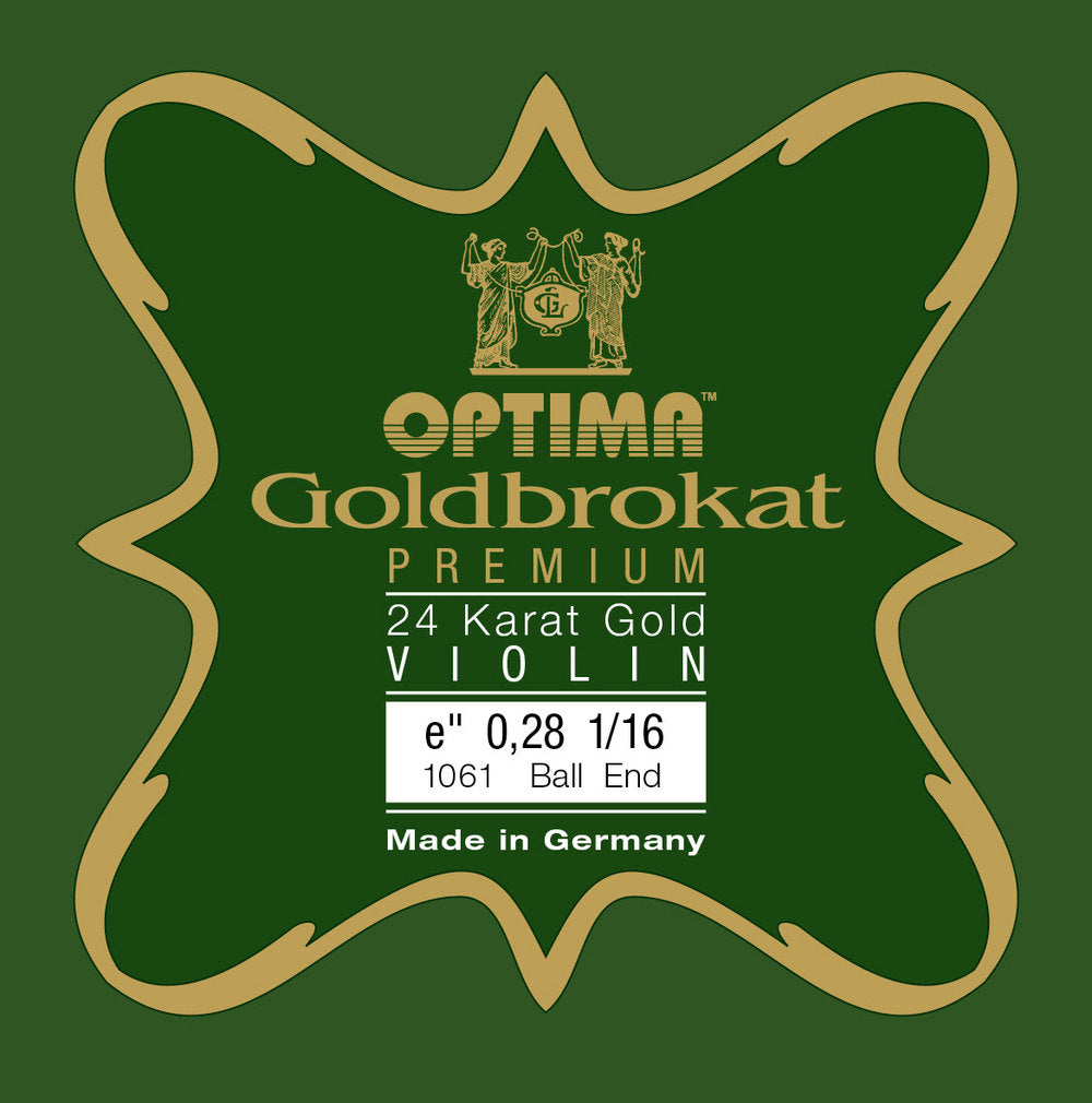 Optima Goldbrokat 24K Gold E-sträng för 1/16-fiol, 0,28 mm, kula