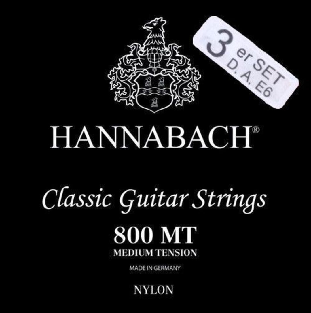 Hannabach strängar för klassisk gitarr serie 800 Medium tension silverpläterade - set med 3 bassträngar (8007MT)