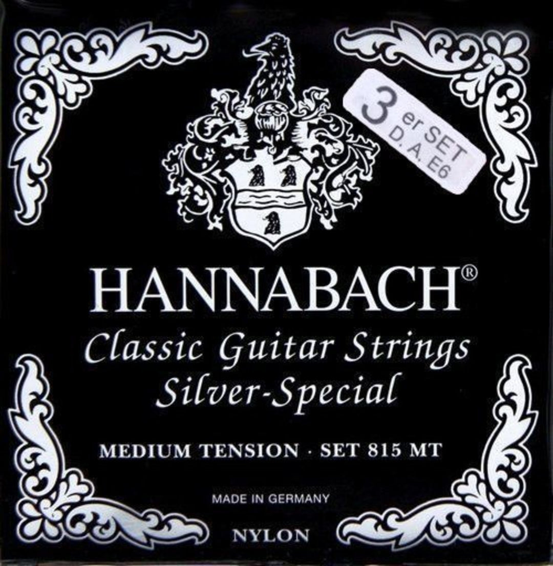 Hannabach strängar för klassisk gitarr serie 815 Medium tension Silver special - set med 3 bassträngar (8157MT)
