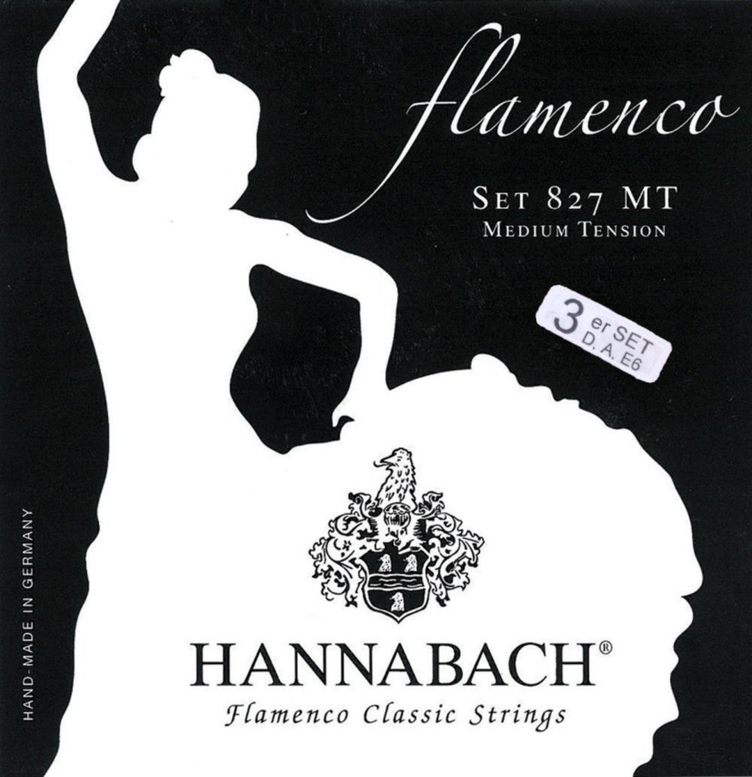 Hannabach strängar för klassisk gitarr serie 827 Medium Tension Flamenco - set med 3 bassträngar (8277MT)