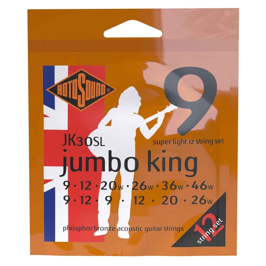 Rotosound strängar för akustiska Gitarrer Jumbo King - set 12-strängat Super Light 9-46 (JK30SL)