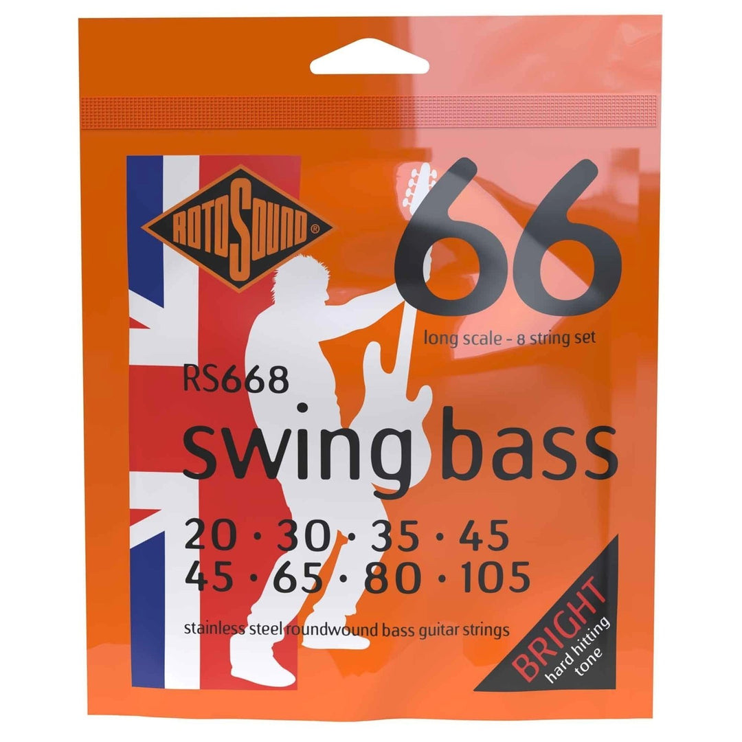 Rotosound elbassträngar Swing Bass 66 - set 8-strängar rostfritt stål 45-105 (RS668)