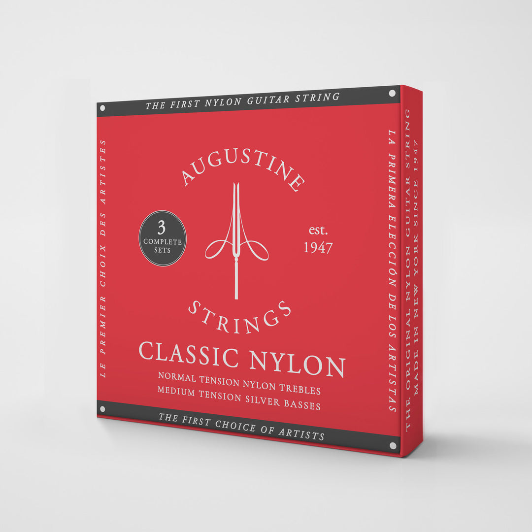 Augustine strängar för klassisk Gitarrer Classic Label - 3 x set Classic röd (normal/medel)