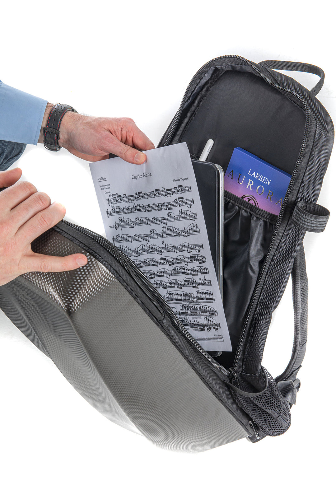 GEWA ryggsäck för fodral till Fioler Space Bag - Titanium 4/4 - 3/4 (33 x 67 (with bow case 79 ) x 19 cm)