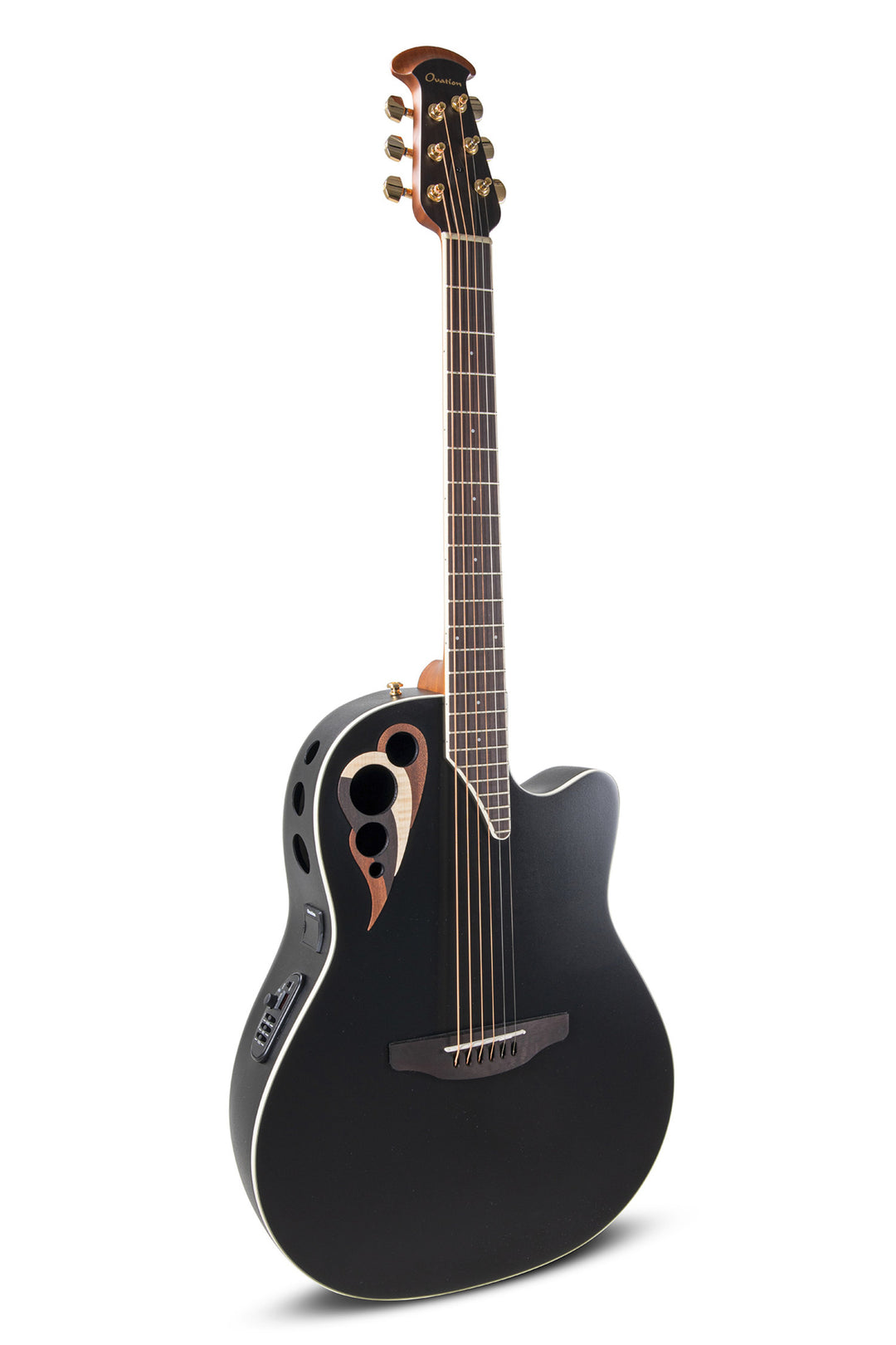 Ovation E-akustiska Gitarrer Celebrity Elite Deluxe Deep Contour - Svart satin (CDX40-5-G)