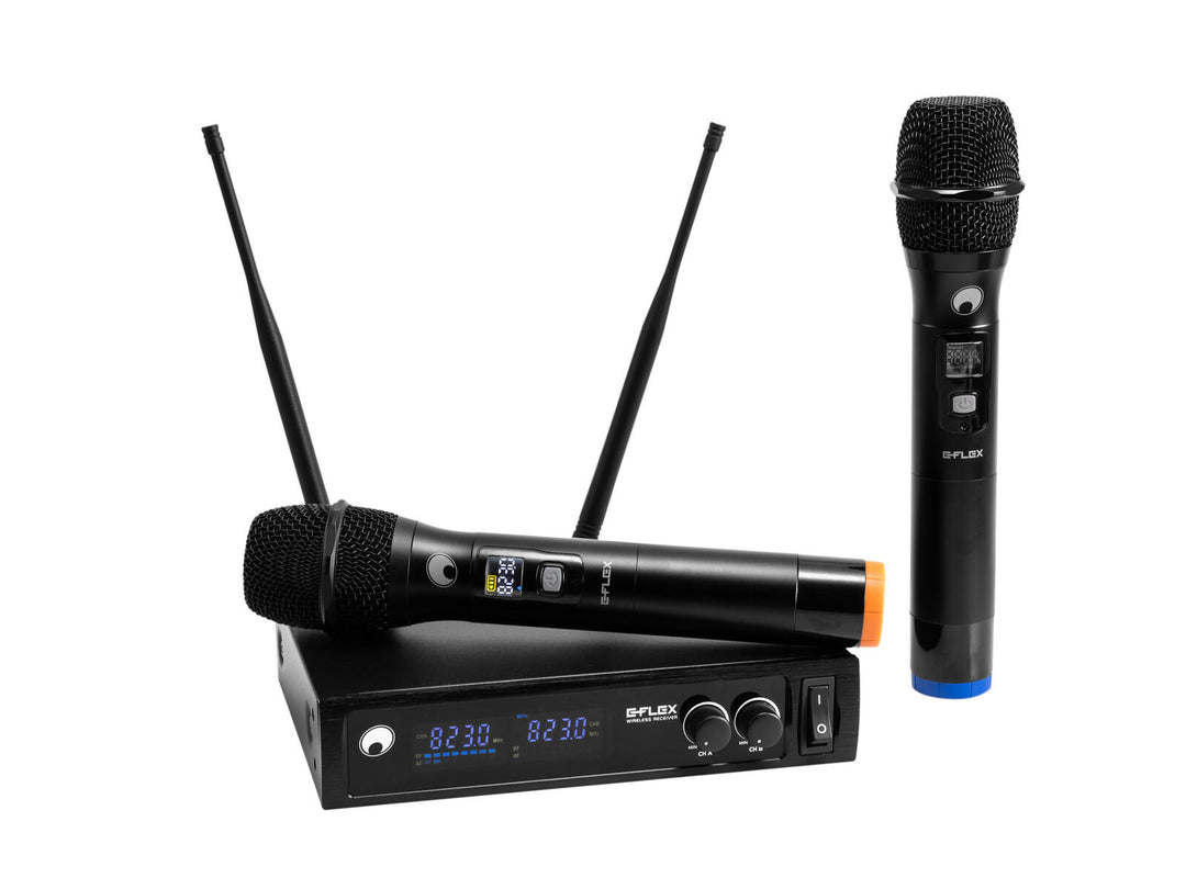 OMNITRONIC UHF E-FLEX 2, trådlöst mikrofonsystem 823-832/863-865 MHz