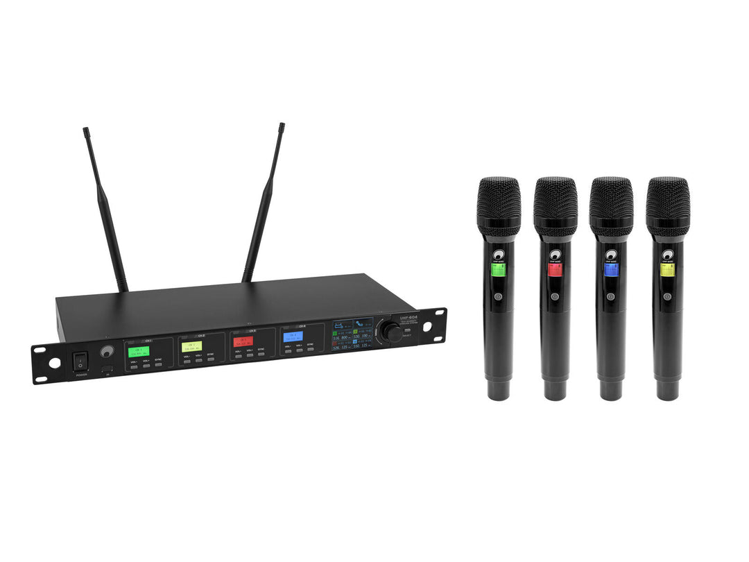 OMNITRONIC UHF-604 4-kanals trådlöst mikrofonsystem 520-554 MHz