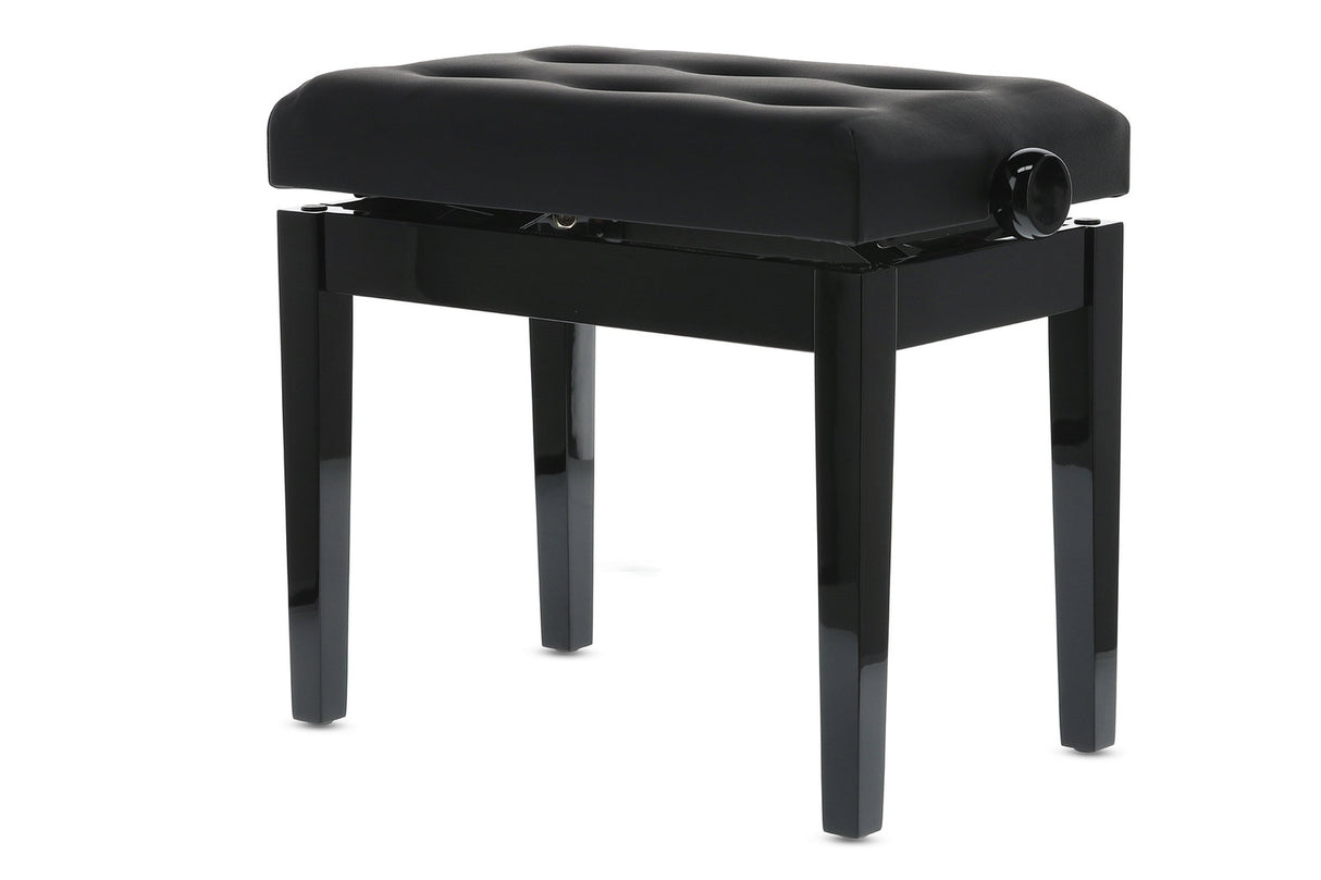 GEWA pianopall Deluxe Leather Black, Highgloss - svart klädsel i konstläder