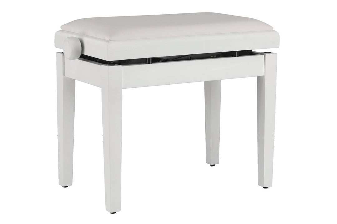 GEWA pianobänk Deluxe Autolift Vinyl - vit matt (vit sits)