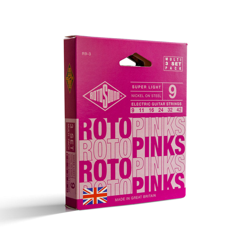 Rotosound Roto Pinks R9-3 elgitarrsträngar 9-42, 3 set