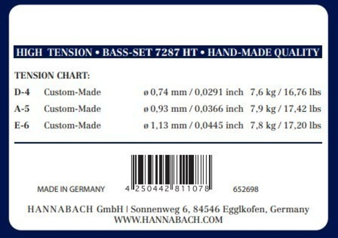 Hannabach strängar för klassisk gitarr Series 728 High Tension Custom Made - 3-pack bassträngar hög (7287HT)