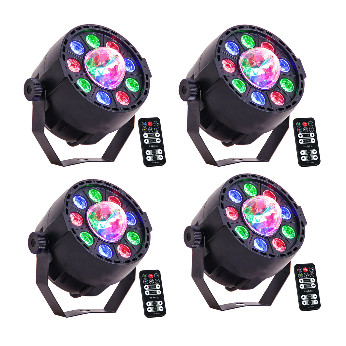 LED PAR-ASTRO 2-i-1 Diskoljus 4 Stk. Paket