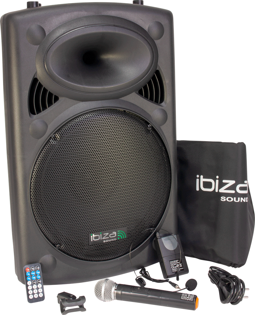 Ibiza bärbar högtalare med 15" bas (svart, 800W)