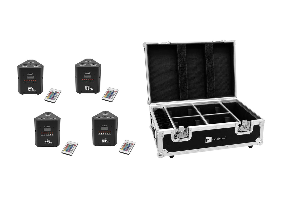 EUROLITE Set 4x AKKU TL-3 TCL QuickDMX + Case med laddningsfunktion