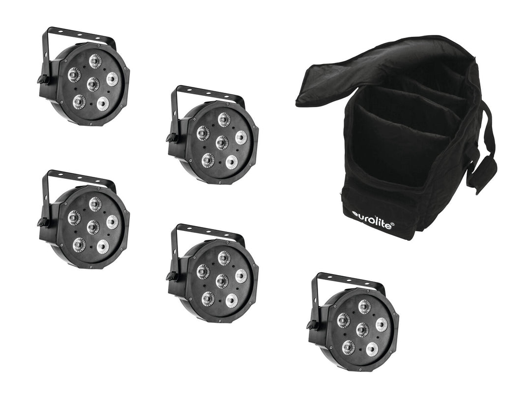 EUROLITE Set 5x LED SLS-6 TCL Spot + mjuk väska