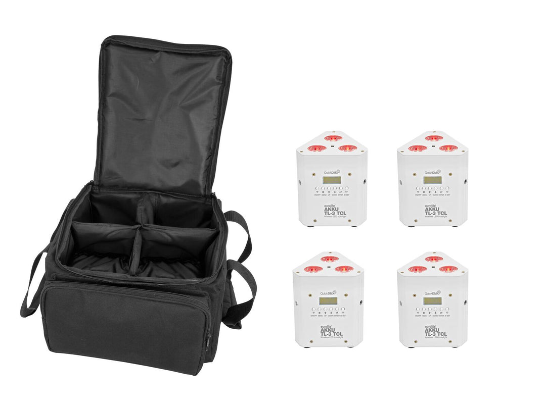 EUROLITE Set 4x AKKU TL-3 TCL vit + SB-4 Soft Bag