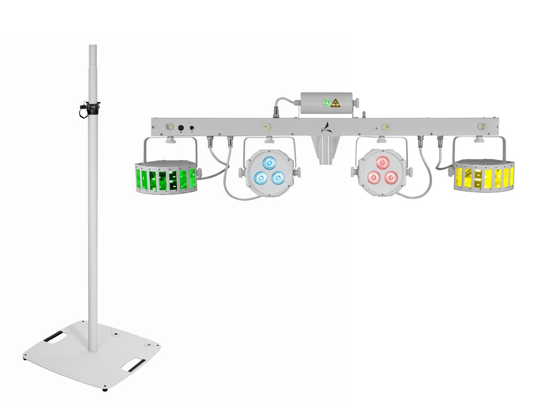 EUROLITE Set LED KLS Laser Bar FX Light Set vit + BPS-3 högtalarstativ vit