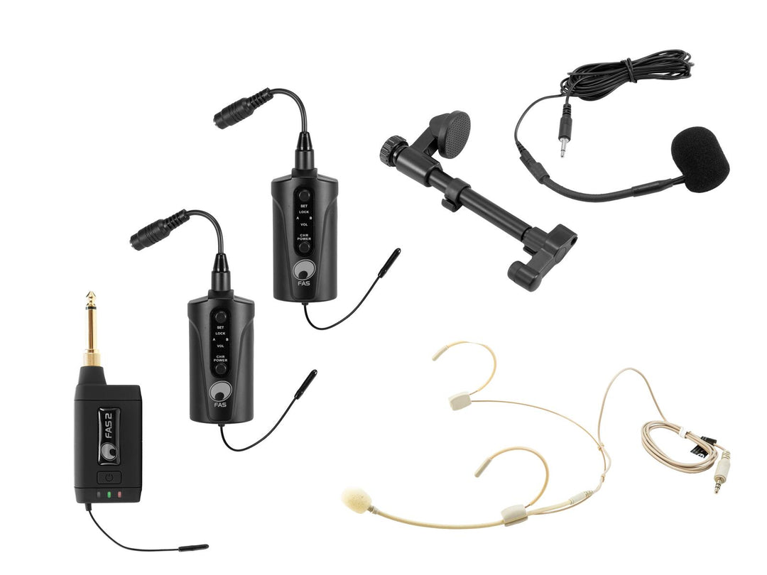 OMNITRONIC Set FAS TWO + 2x BP + headset + mikrofon för akustisk gitarr 660-690MHz