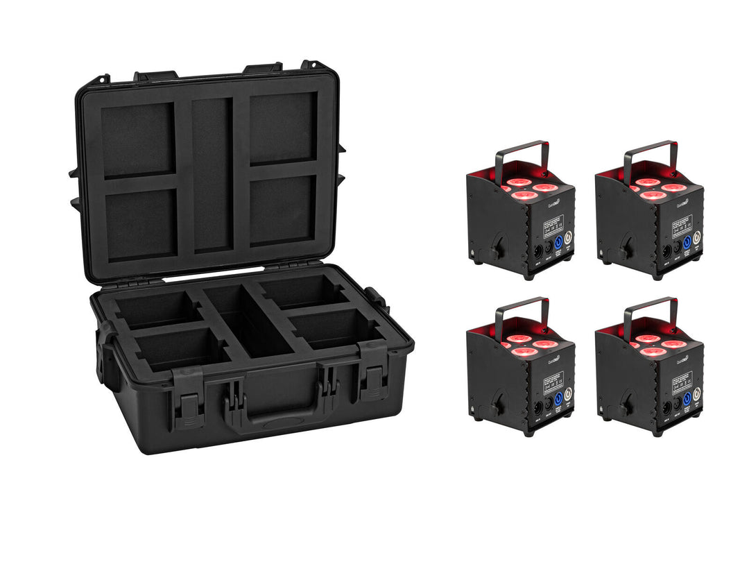 EUROLITE Set 4x AKKU UP-4 QCL Spot QuickDMX MK2 + Plast case