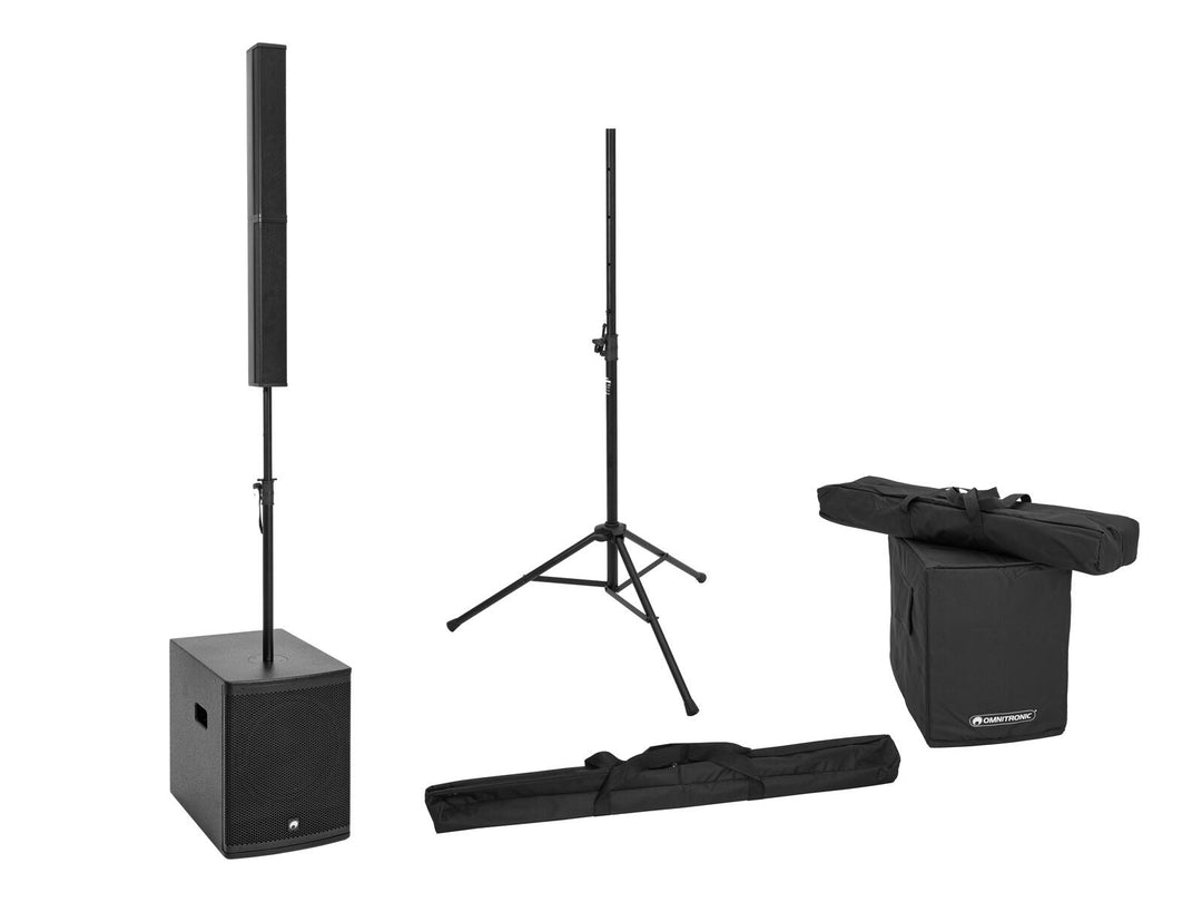 OMNITRONIC Set ROD-1283 active column speaker system + speaker Stativ + cover set